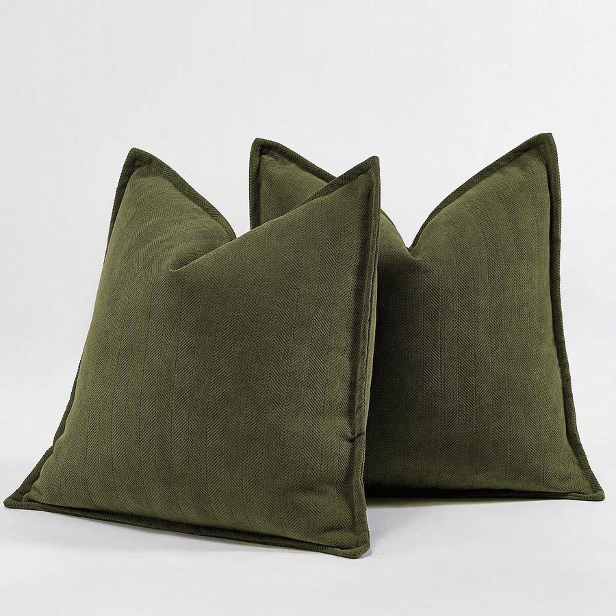 1pc (Pillow Insert Not Included) Fish Bone Textured Edged Throw Pillow Cover, Modern Luxury Soft Chenille Edged Decorative Cushion Cover, Suitable For Sofa, Bed, Bedroom, Office, Hotel, Decor, All Seasons